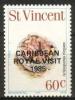 St. Vincent 1985 - CARIBBEAN / ROYAL VISIT - 1985 - overprint 1/8 - Actinoporus elegans