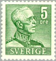 Sweden 1941 - King Gustaf V 5 ore green