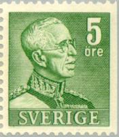 Ruotsi 1941 - King Gustaf V 5 ore green. right