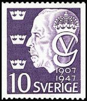 Ruotsi 1947 - 40th anniversary of the accession of King Gustaf V 1/3 C Ruotsi 1947 - 40th anniversary of the accession of King Gustaf V 1/3 C