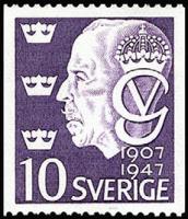 Ruotsi 1947 - 40th anniversary of the accession of King Gustaf V 1/3 C