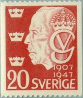 Ruotsi 1947 - 40th anniversary of the accession of King Gustaf V 2/3 C