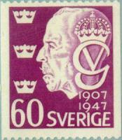 Ruotsi 1947 - 40th anniversary of the accession of King Gustaf V 3/3 Ruotsi 1947 - 40th anniversary of the accession of King Gustaf V 3/3