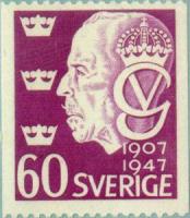 Ruotsi 1947 - 40th anniversary of the accession of King Gustaf V 3/3