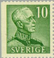 Ruotsi 1948 - King Gustaf V 10 ore green, left