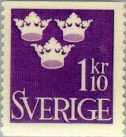 Sweden 1948 - Three Crowns 1,10 kr violet