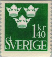 Sweden 1948 - Three Crowns 1,40 kr dk green