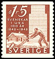 Sweden 1948 - Centenary of the Swedish pioneers settlement in the USA, 15o