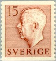 Ruotsi 1951 - Gustaf VI Adolf (Letters in color) 15 ore pale brown