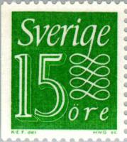 Ruotsi 1962 - Numeral 15 ore (Lettering in color) green, left