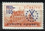 Turkki 1959 - Council of Europe, 10th anniversary, surcharge overprint