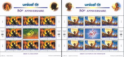 UN Geneva 1996 - Children's Emergency Fund (UNICEF): stories and legends (2x sheet of 8)