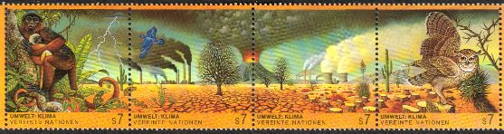 UN Vienna 1993 - Environment-climate change (strip of 4)