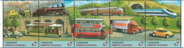 UN Vienna 1997 - Development of transport (Strip of 5)