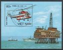 Vietnam 1989 - Helicopters Puma SA330, Oil rig Souvenir Sheet