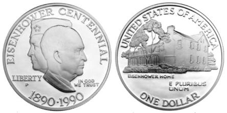 USA 1990 Eisenhower $1 silver proof