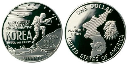 USA 1991 Korean War Memorial $1 hopea proof