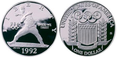 USA 1992 Olympics $1 silver proof