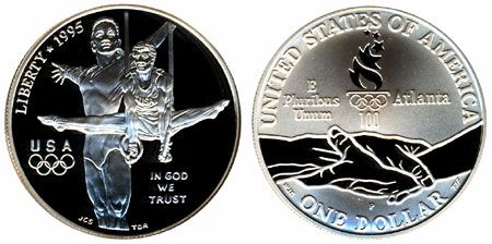 USA 1995 Olympics Gymnastics (Atlanta 1996) $1 silver proof