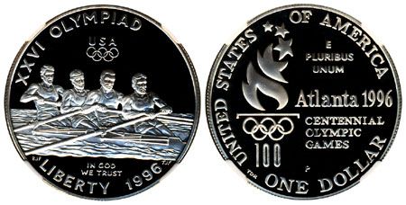 USA 1996 Olympiad Rowing $1 silver proof