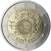 Luxembourg 2012 2e 10 years of the euro Currency