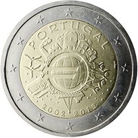 Portugal 2012 2e 10 years of the euro Currency