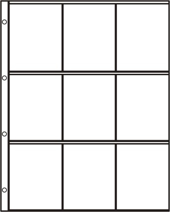 Säilytyslehti 9 taskua 74 x 97 mm. 5 kpl/pak