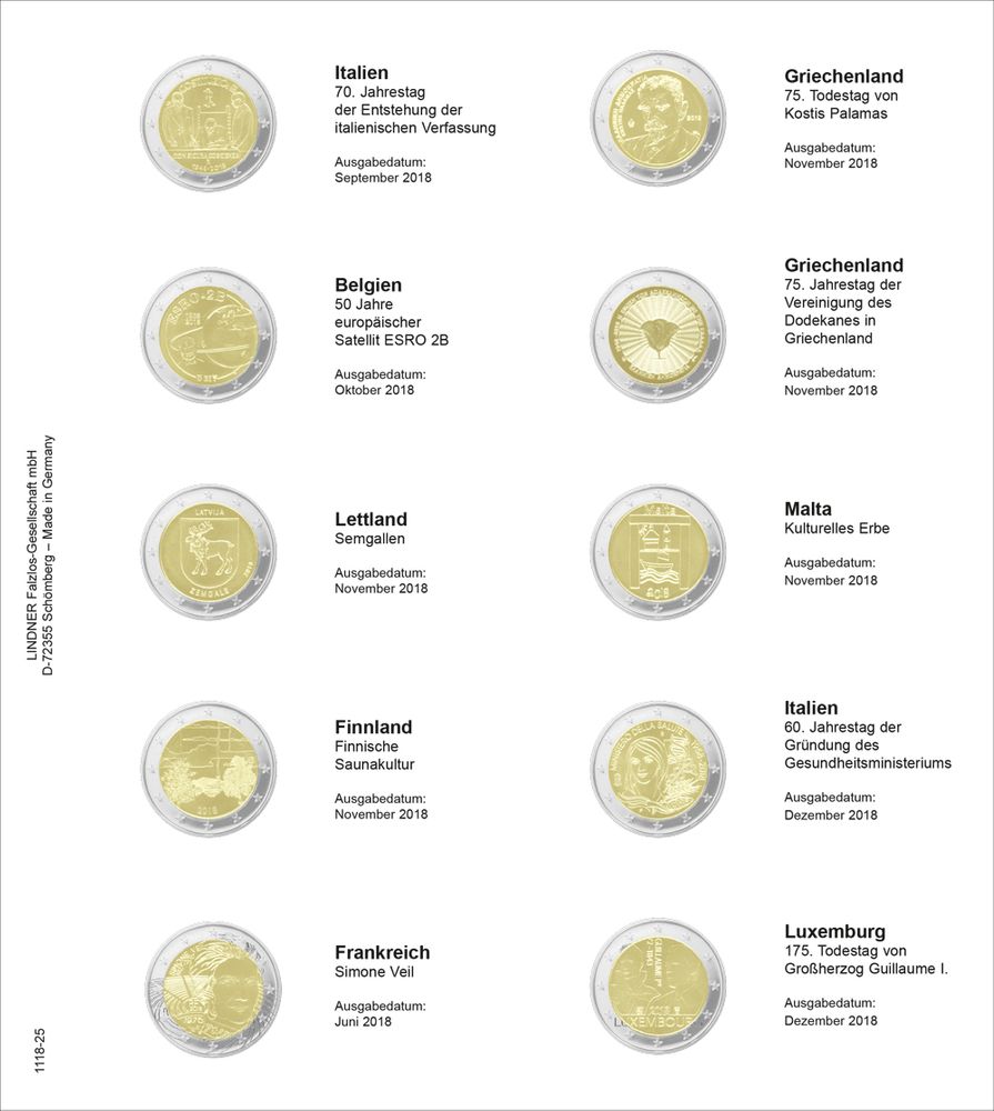 Lisälehti 25: Italia 2018 - Luxembourg 2018 2e albumiin 1118