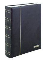 Stamp Stockbook Lindner Nubuk 60 white pages, A4 black
