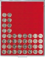 Coin Storage Box 23.5 mm (1 euro) round, red/grey