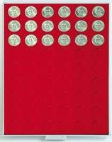 Coin Storage Box 26.75 mm round compartments, red/grey