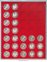 Coin Storage Box 32.5 mm round compartments, red/grey