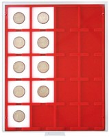 Coin Storage Box 50 x 50 mm, cardboard coinholders, red/grey