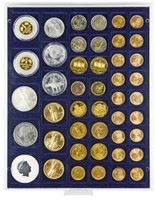 Coin Storage Box, compartments 24, 28, 39, 44 mm, blue/grey