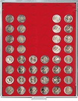 Coin Storage Box 25.75 mm (2 euro) round, red/grey