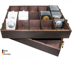 Wood box with compartments (for Coin holders 50x50)