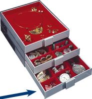 Collection Box, 3 compartments 65 x 280 mm, red/grey