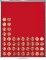 Coin Storage Box 19.25 mm (2 euro cent) round, red/grey