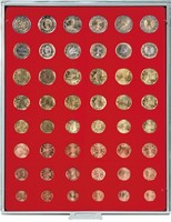 Coin Storage Box for 6x Euro Coin Sets, red/grey