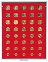 Coin Storage Box for 5x Euro Coin Sets, red/grey