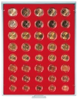 Coin Storage Box for 5 euro coin sets in capsules, red/gr