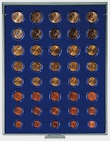 Coin Storage Box for 5 euro coin sets in capsules, blue/gr