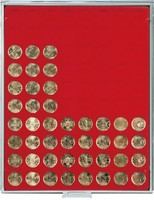 Coin Storage Box 22.25 mm (20 euro cent) round, red/grey