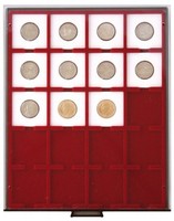 Coin Storage Box 50 x 50mm, coinholders, dark red/s.glass