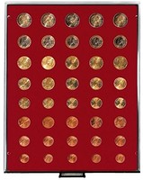 Coin Storage Box for 5x Euro Coin Sets, dark red/smoked glass