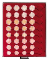 Coin Storage Box for 5x euro coin sets in capsules, dark red