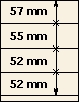 57 mm | 55 mm | 52 mm | 52 mm | Lindner T-Blank lehti
