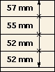 57 mm | 55 mm | 52 mm | 52 mm | Lindner T-Blank lehti