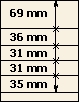 69 mm | 36 mm | 31 mm | 31 mm | 35 mm | T-Blank lehti