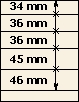 34 mm | 36 mm | 36 mm | 45 mm | 46 mm | T-Blank lehti